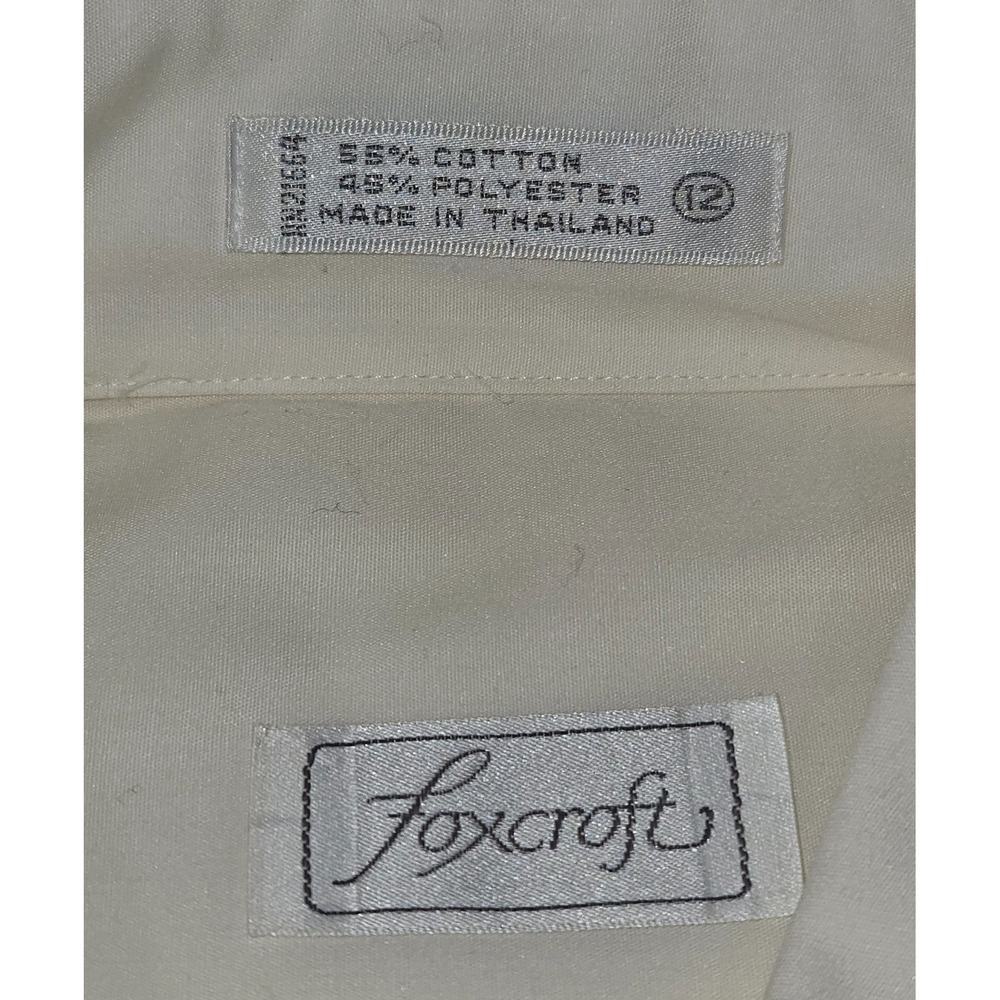 Vintage Foxcroft Wide Pleat Tuxedo Shirt Size 12 Nordstrom Deadstock Y2K Cream - Picture 6 of 6